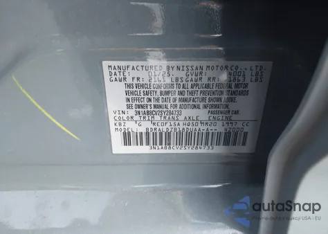 2025 Nissan Sentra Sv z USA, uszkodzony, nr VIN 3N1AB8CV2SY284733